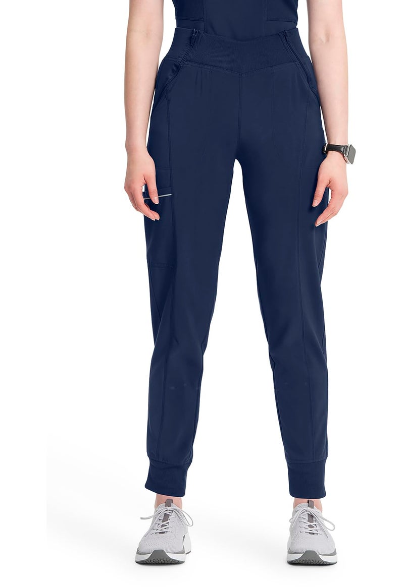 Cherokee Infinity Womens Scrub Jogger Pants, Mid Rise, Moisture Wicking, Wrinkle-Resistant, 360 Stretch, 5 Pockets - CK110A, L Tall, Navy - Image 1